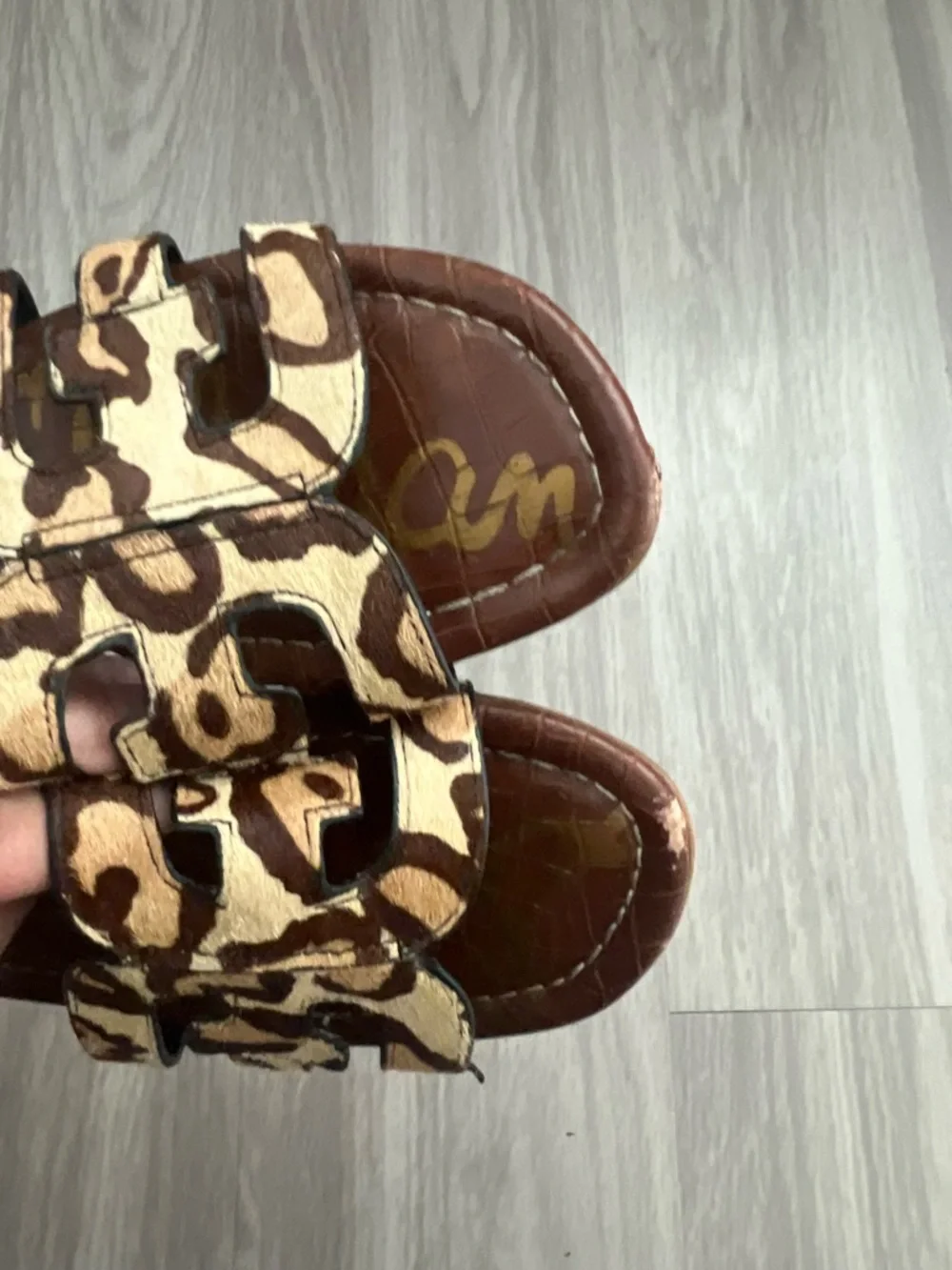 Sam Edelman Leopard Haircalf H Slide Sandals Women’s Size 6 Brown Animal Print